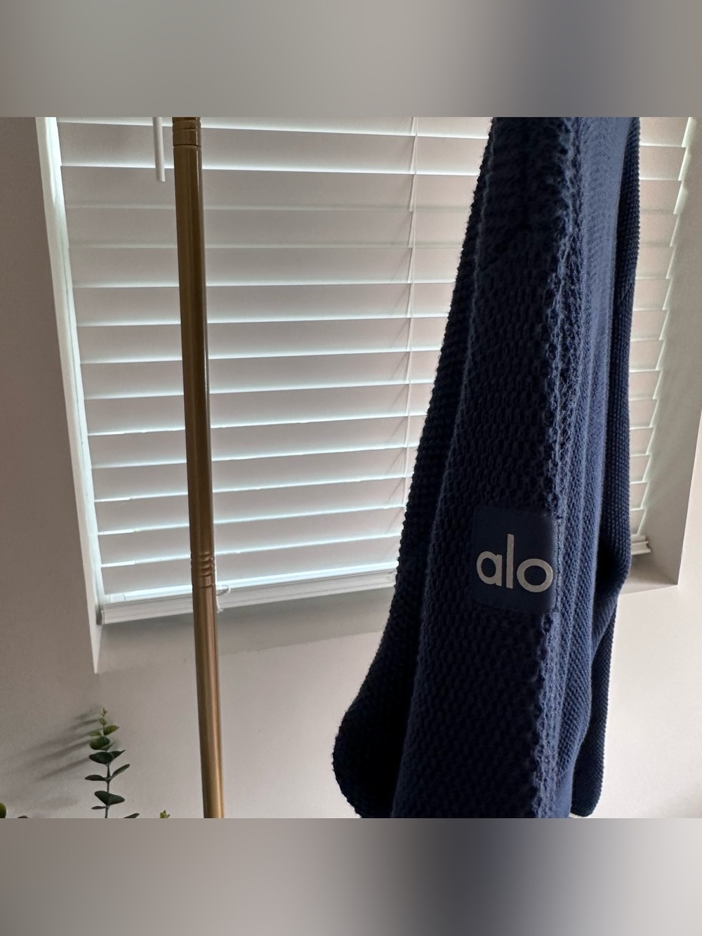 ALO Yoga Navy Sweater Jacket with White Striped Trim - Picture 7 of 7